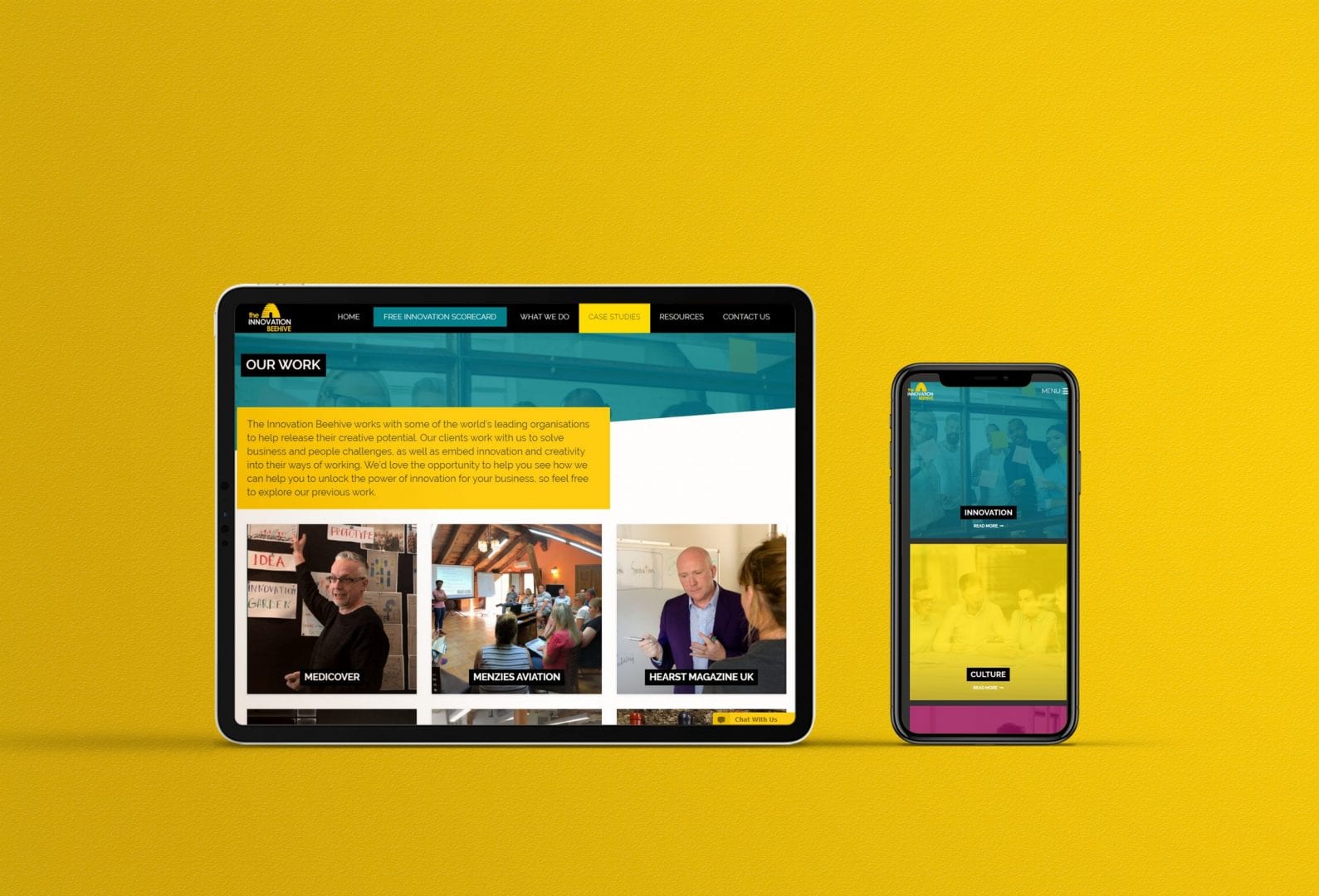 | Gloucester & Cheltenham | Phone Ipad Mock Up innovationbeehive scaled | Gloucester & Cheltenham | Phone Ipad Mock Up innovationbeehive scaled