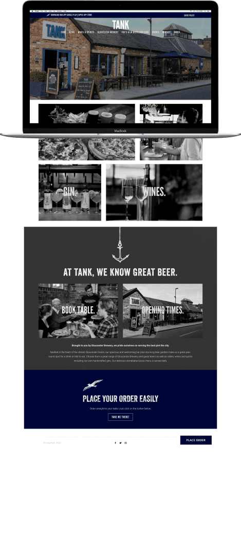Tank Gloucester Website - Tank Bar & Restaurant - Absolute Creative Marketing
