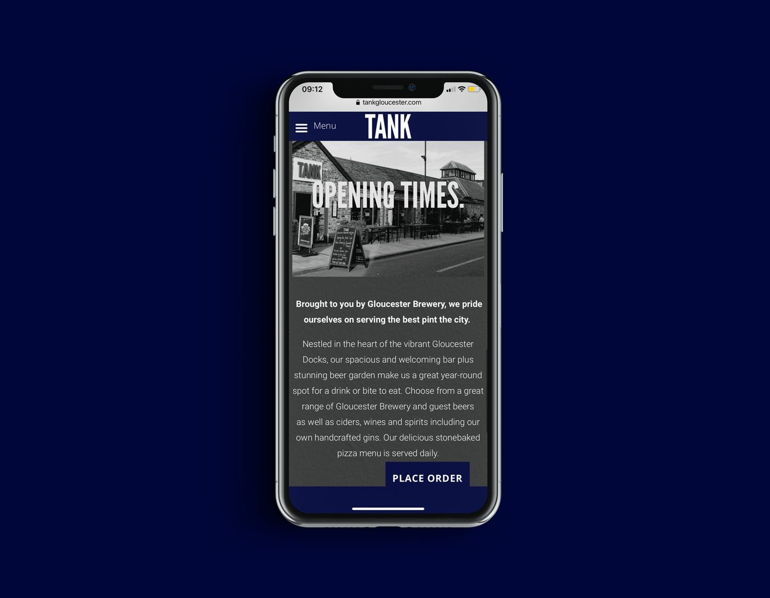 Tank Gloucester Website - Tank Bar & Restaurant - Absolute Creative Marketing